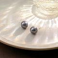 Five Size Gray Pearl Look Classic Round Stud Earrings view 2