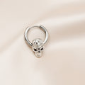 Silver Skull Huggie Hoop Earrings Punk Metal Charm view 4