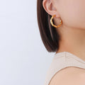 Twisted Smooth C-Hoop Earrings Gold or Steel Multi Size view 8