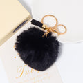 Faux Fur Pom Pom Keychain Gold Ring Soft Tassel Charm view 7