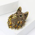 Vintage Crystal Wolf Head Brooch in Black Brown or Blue view 3