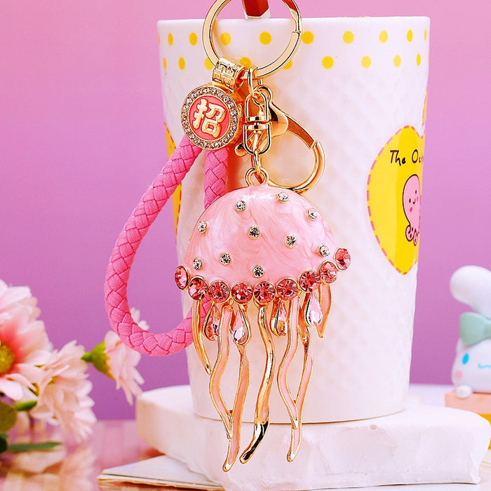 Crystal Jellyfish Keychains in Plain and Fortune Cord Options