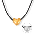 Heart Pendant Black Braided Rope Necklace Titanium Steel view 5