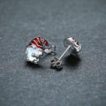 Silver Tone Santa Gnome Stud Earrings with Red Enamel Hats view 3