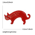 Enamel Walking Cat Brooch Gold Stripe Black or Red Styles view 5