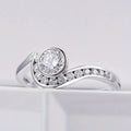 Clear Swirl Stone Ring in Silver-Tone Metal Jewelry view 3