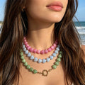 Nine Color Heart Bead Necklaces With Round Carabiner Clasps view 2