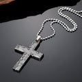 Antique Silver Tone Ornate Cross Ball Chain Pendant Necklaces view 2