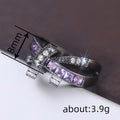 Black Metal Purple Baguette Cross Clear Accent Ring Alloy view 4