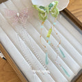 Green Embroidered Pink Mesh Butterfly Duckbill Hair Clips view 2