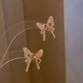 Gold Tone Crystal Butterfly Stud Earrings Fashion Jewelry view 6