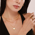 Phoenix Circle Pendant Necklace With White Seashell Inlay view 4