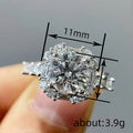 White Gold Tone Round Crystal Halo Baguette Band Ring Sizes 6-10 view 4