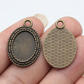 Braided Oval Cabochon Tray In Antique Silver And Antique Bronze For Jewelry Making view 3
