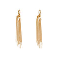 Enamel Letter K Multi Chain Tassel Earrings in Black and White view 5