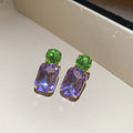 Color Block Rectangle Crystal Drop Earrings Fashion Jewelry view 7