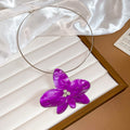 Enamel Orchid Flower Stud Earrings And Wire Chokers view 10