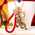 Mixed Jeweled Sitting and Three Dimensional Tiger Keychains in Six Options view 3
