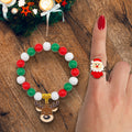Christmas Reindeer Bead Bracelet Santa Ring Tree Earrings view 3