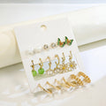 Gold Mixed Stud Huggie and Hoop Twelve Pair Earring Set view 3