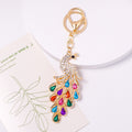 Rhinestone Peacock Keychain Teardrop Tail Gold Clasp Six Colors view 7