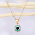 Gold Tone Round Resin Evil Eye Pendant Necklaces in Three Colors view 3