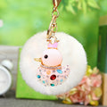 Jeweled Duck Keychains with Pom Pom and Plain Color Options view 2