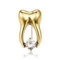 Tooth Outline Brooch with Dangling Clear Stone Decorative Lapel Pin view 5