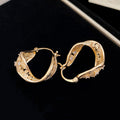 Textured Open Hoop Earrings in Gold and Silver Tones view 7