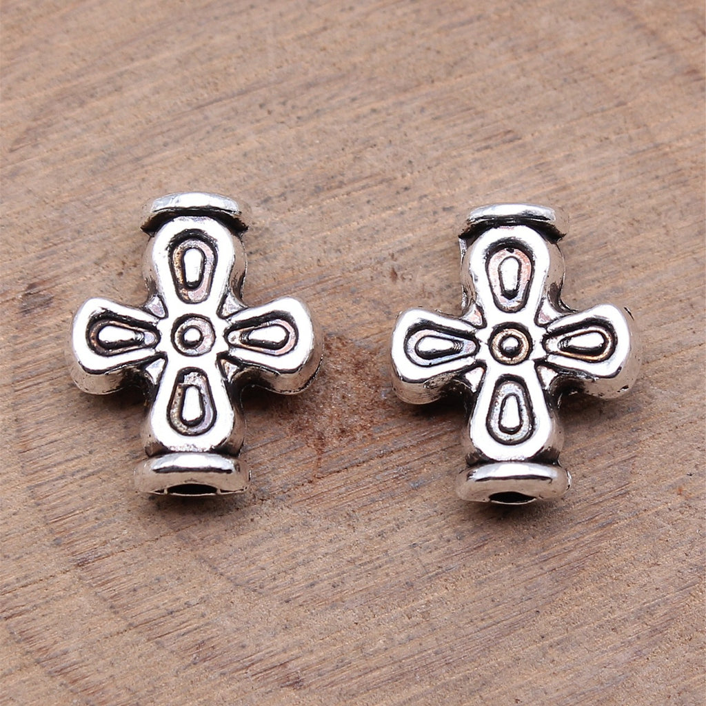 15x12.6x5.5mm 1.9g Antique Silver Zinc Alloy Cross Loose Metal Beads for Bracelet DIY Jewelry Making