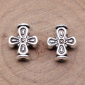 Antique Silver Cross Spacer Bead With Raised Scrollwork view 2