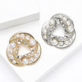 Interlocking Triangle Pearl Brooch in Gold or Silver Tone view 3