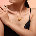 Gold Bean Heart Pendant Necklace Color Stones Pearls Or Rhinestones view 4