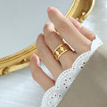 Open Geometric Diamond Cutout Rings Gold And Steel Tone view 1