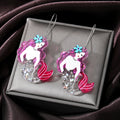 Silver Tone Glitter Mermaid Acrylic Long Hook Earrings view 2