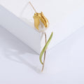 Slender Tulip Bud Brooch in Purple Pink or Yellow Enamel view 8