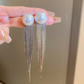 Pearl Top Chain Fringe Drop Earrings For Women Jewelry view 7