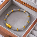 Bamboo Mesh Magnetic Clasp Bracelet Gold Steel Two-Tone view 4