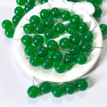 Green Glossy Jade Look Round Ball Stud Earrings Silver Posts view 1