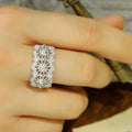 Silver Filigree Openwork CZ Wide Band Ring Sizes 6-10 view 5