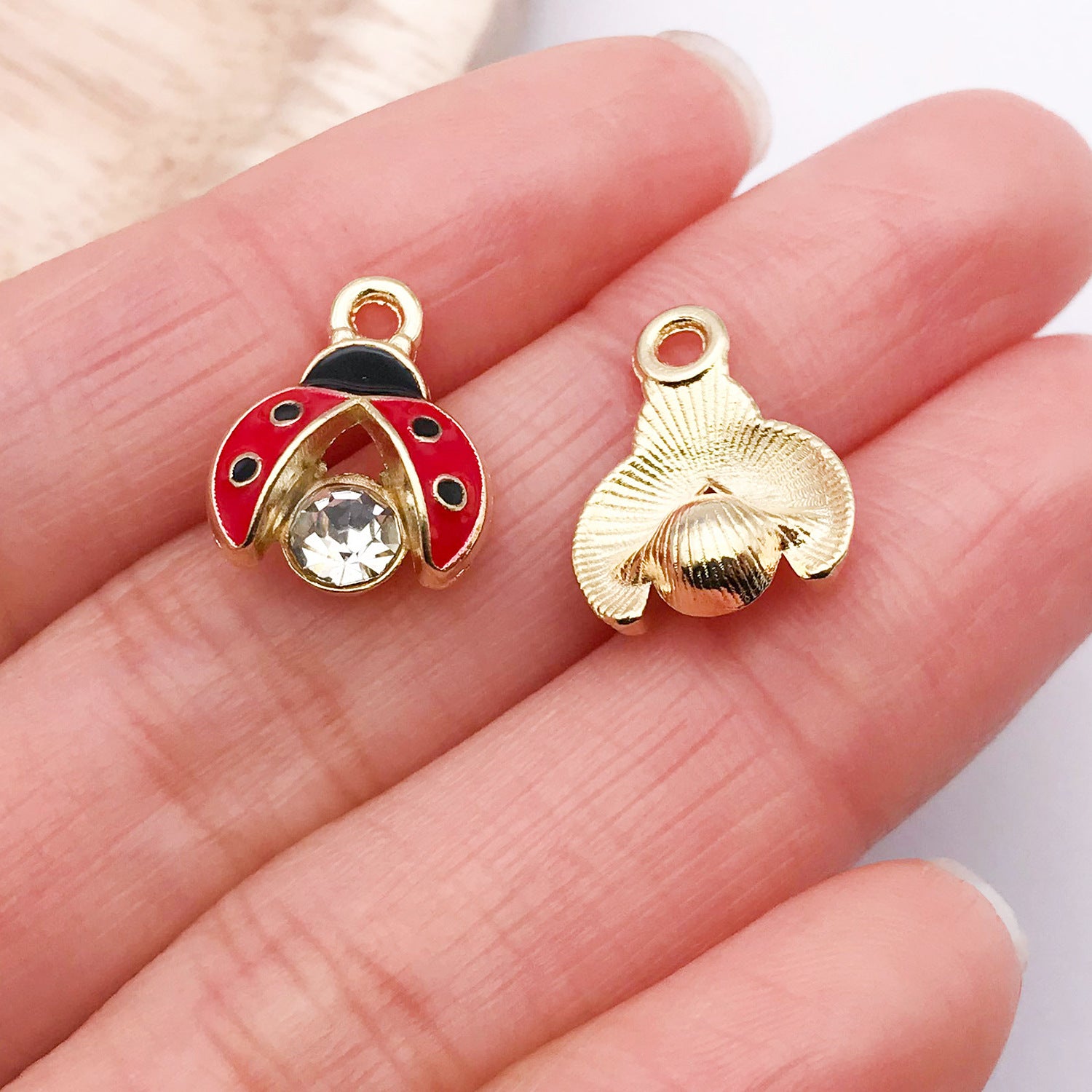 3D Enamel Zinc Alloy Ladybug Insect Beetle Charm Pendant for DIY Earrings Bracelet