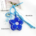 Embroidered Padded Flower Charm Keychain With Beaded Wrist Strap view 4