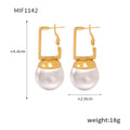 Gold Square Frame Ball Drop Earrings White Cream Black view 6