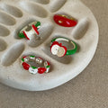 Red Green Enamel Apple Open Rings Cartoon Fruit Finger Rings view 2