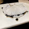 White Lace Bow Rhinestone Heart Pendant Choker Necklace view 6
