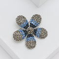 Five Petal Gray Crystal Flower Brooch in Blue or Pink view 4