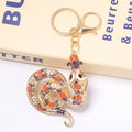 Rhinestone Coin Motif Snake Metal Keychain Gold Tone view 6
