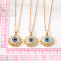 Gold Tone Realistic Eye Pearl Border Pendant Necklaces in Three Colors view 5