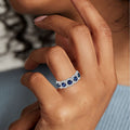 Deep Blue Round Stone Five-Cluster Ring In Silver Tone view 4