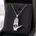 Gold and Silver Tone Geometric Hamsa Evil Eye Pendant Necklaces view 10